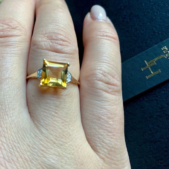 HIRAJULE 14kt Gold Square Citrine Ring - Picture 1 of 6